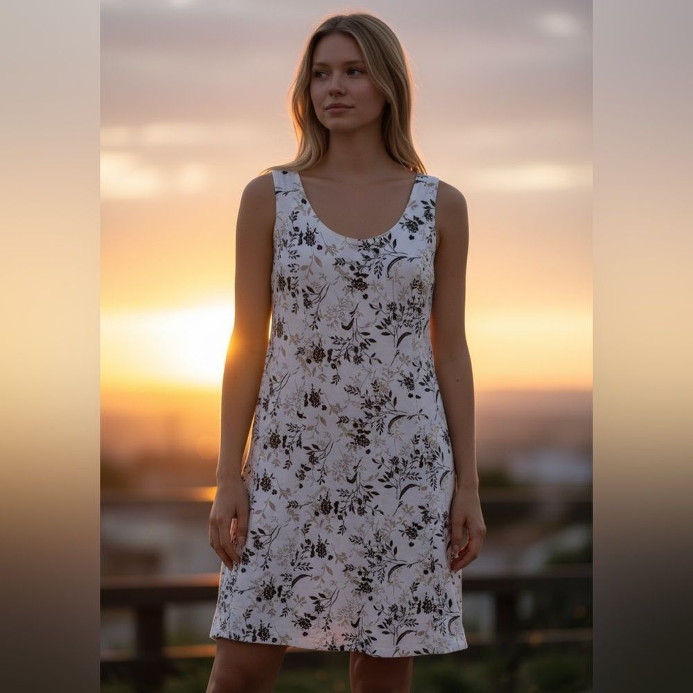 Black Tan White Shift Dress Med 8